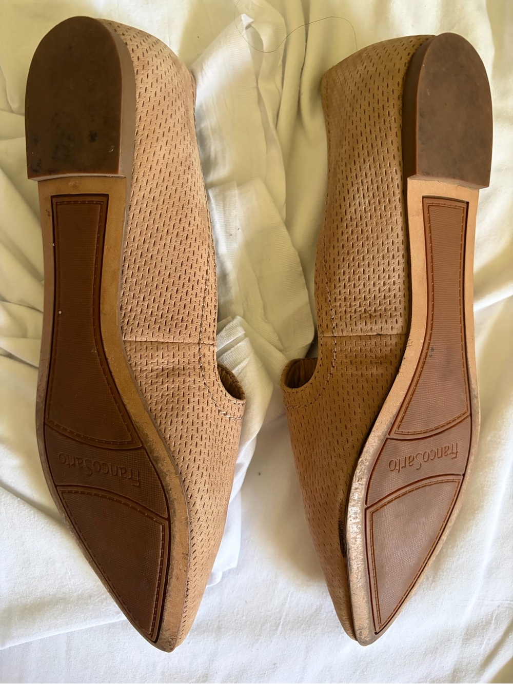 Franco Sarto Pointed Slip-On Flats in Taupe Suede - Picture 3 of 4